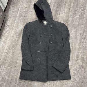 Gray Hooded Peacoat